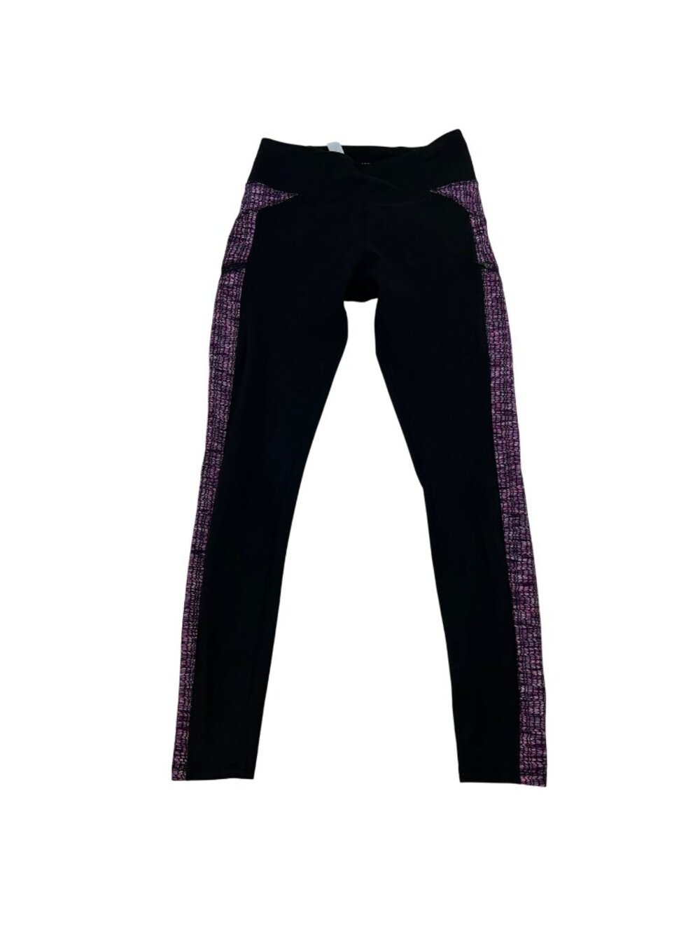Z by Zobha Womens Active Leggings Zip Pockets Black/Multi Size Small